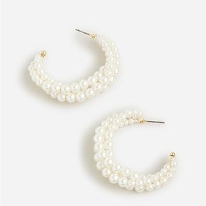 J. Crew Braided pearl hoop earrings